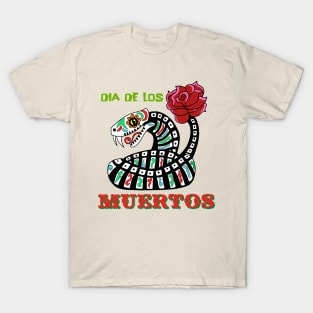 Dia de los Muertos Snake, with text! T-Shirt